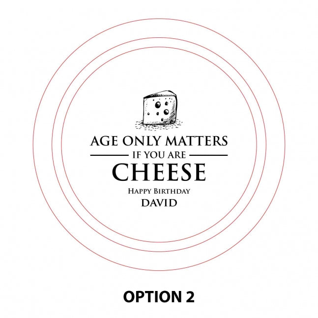 Engraved Round Cheese Board and 3-piece knife set Option 2