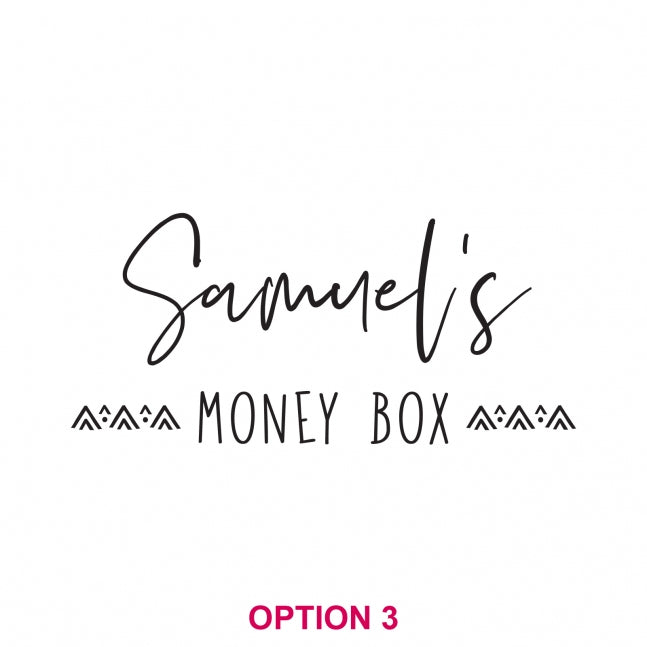 Engraved Wooden Piggy Money Box Option 3