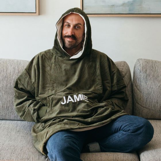 Green Personalised Oversize Hooded Blanket
