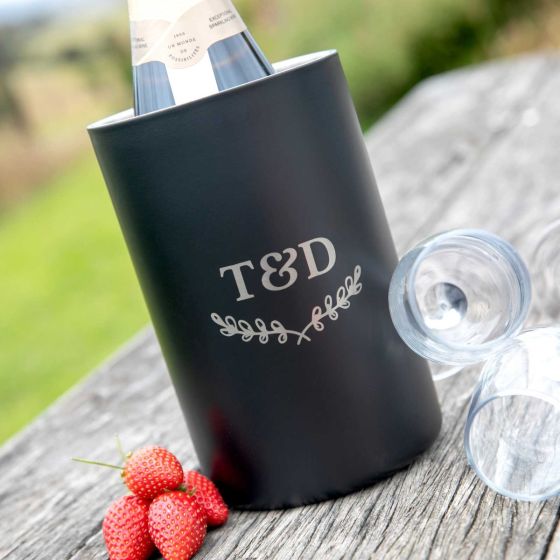 Matte Black Wine Cooler Personalised Gift