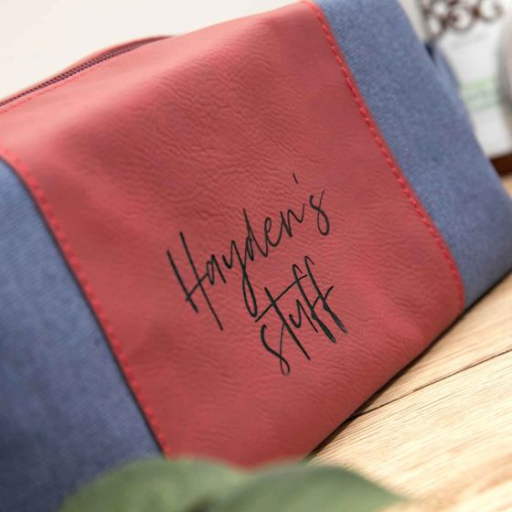 Engraved Leather Toiletries Bag