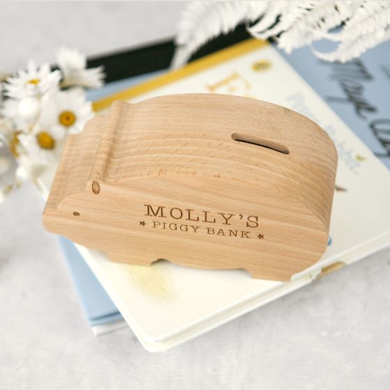 My First Piggy Bank Personalised Wooden
