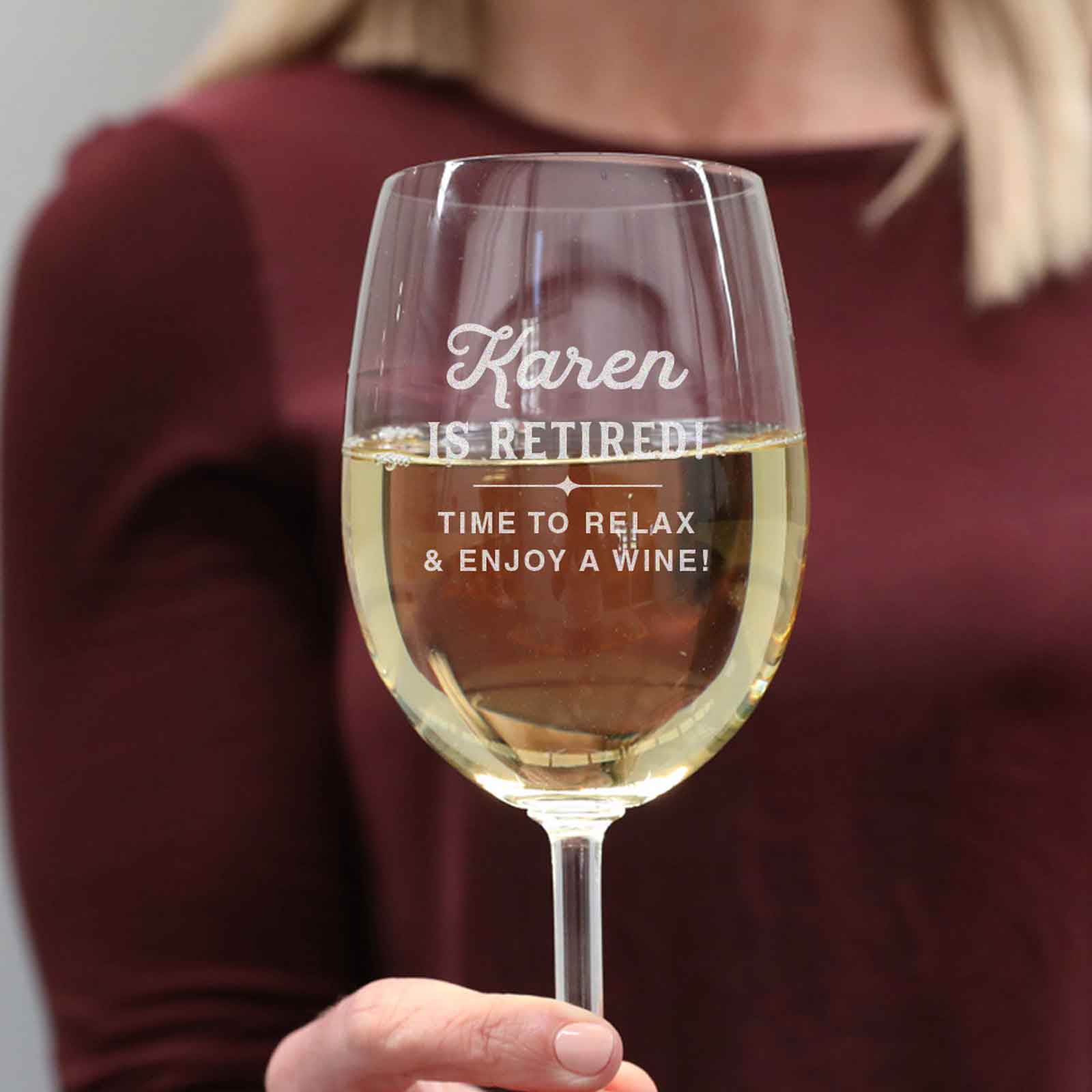 Engraved Retirement 360ml Wine Glass