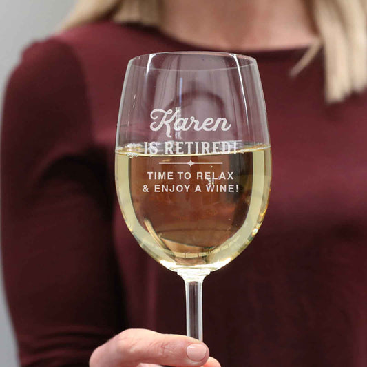 Engraved Retirement 360ml Wine Glass