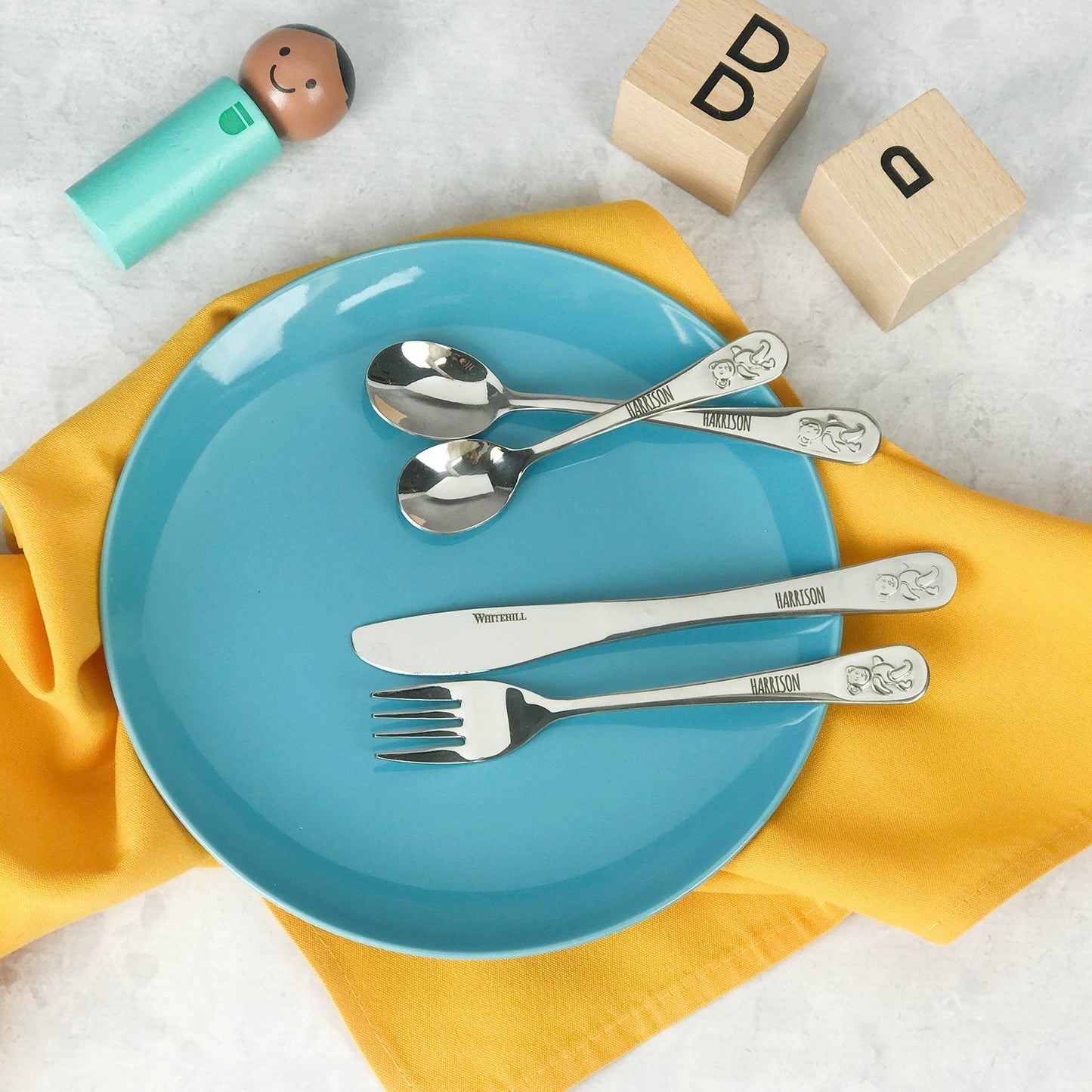 Teddy Bear Cutlery Set Personalised with Childs Name