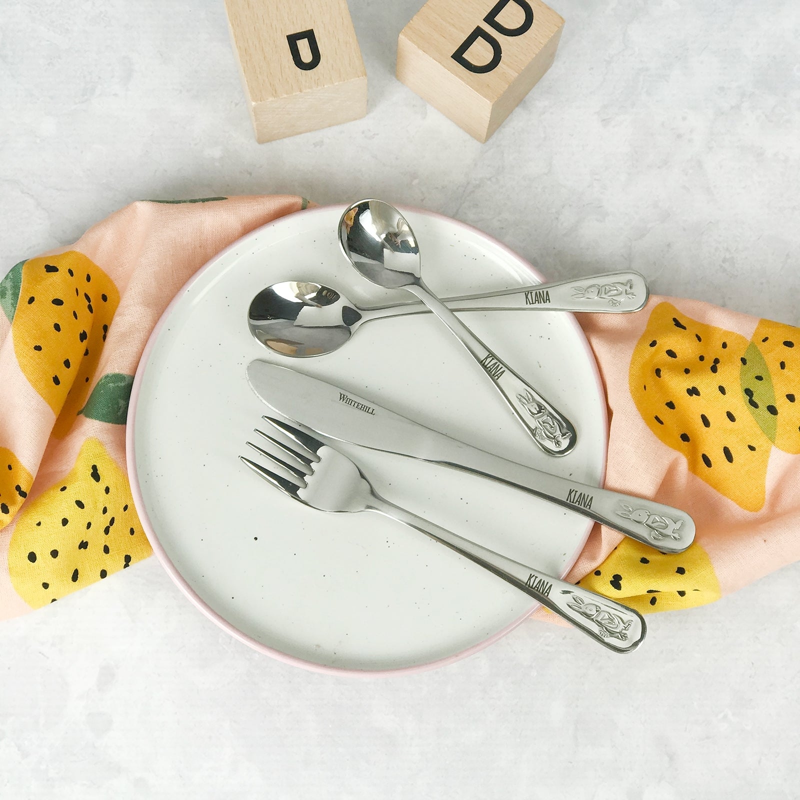 Personalised Bunny Rabbit Childrens Cutlery Set