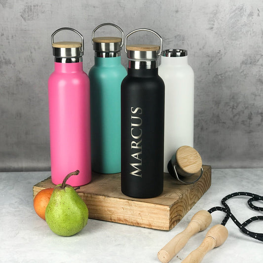 Engraved 650ml Wooden Lid Water Bottle