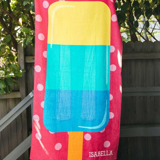 Personalised Ice Block Beach Towel with Kids Name