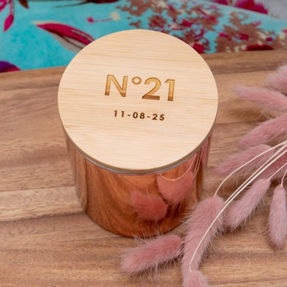 Rose Gold Wood Wick Soy Candle Engraved