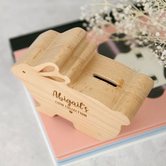 Personalised Wooden Childrens Money Box Bunny