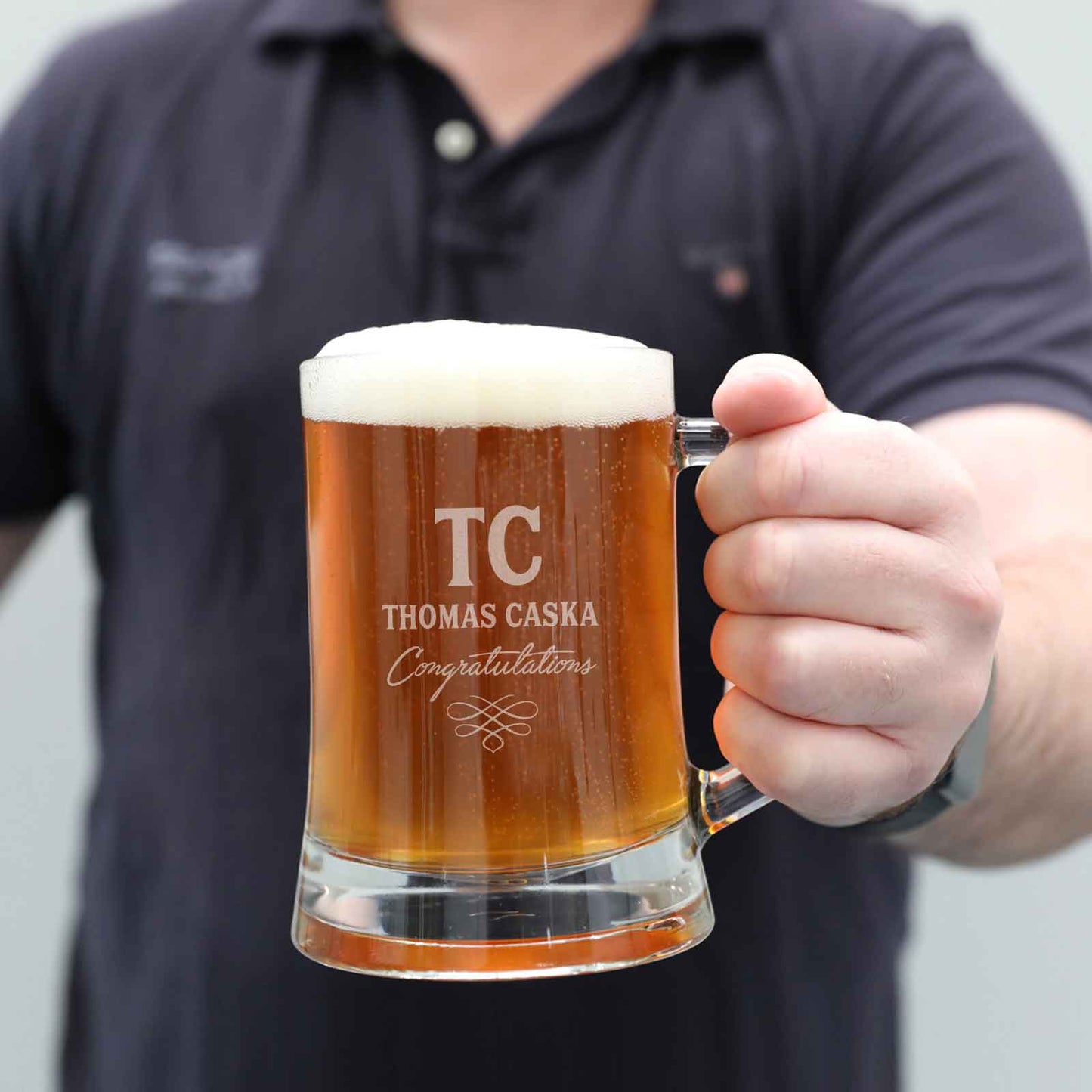 Personalised Engraved Corporate Retirement, Graduation Appreciation 500ml Beer Mug Glass
