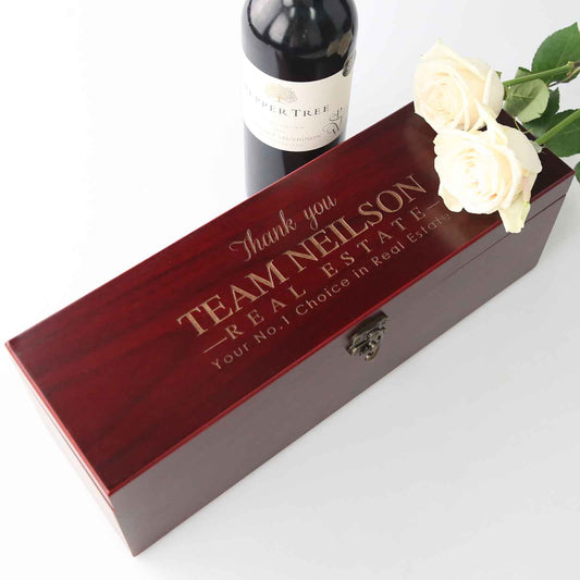 Customised Engraved Appreciation / Retirement Stained Wine Box