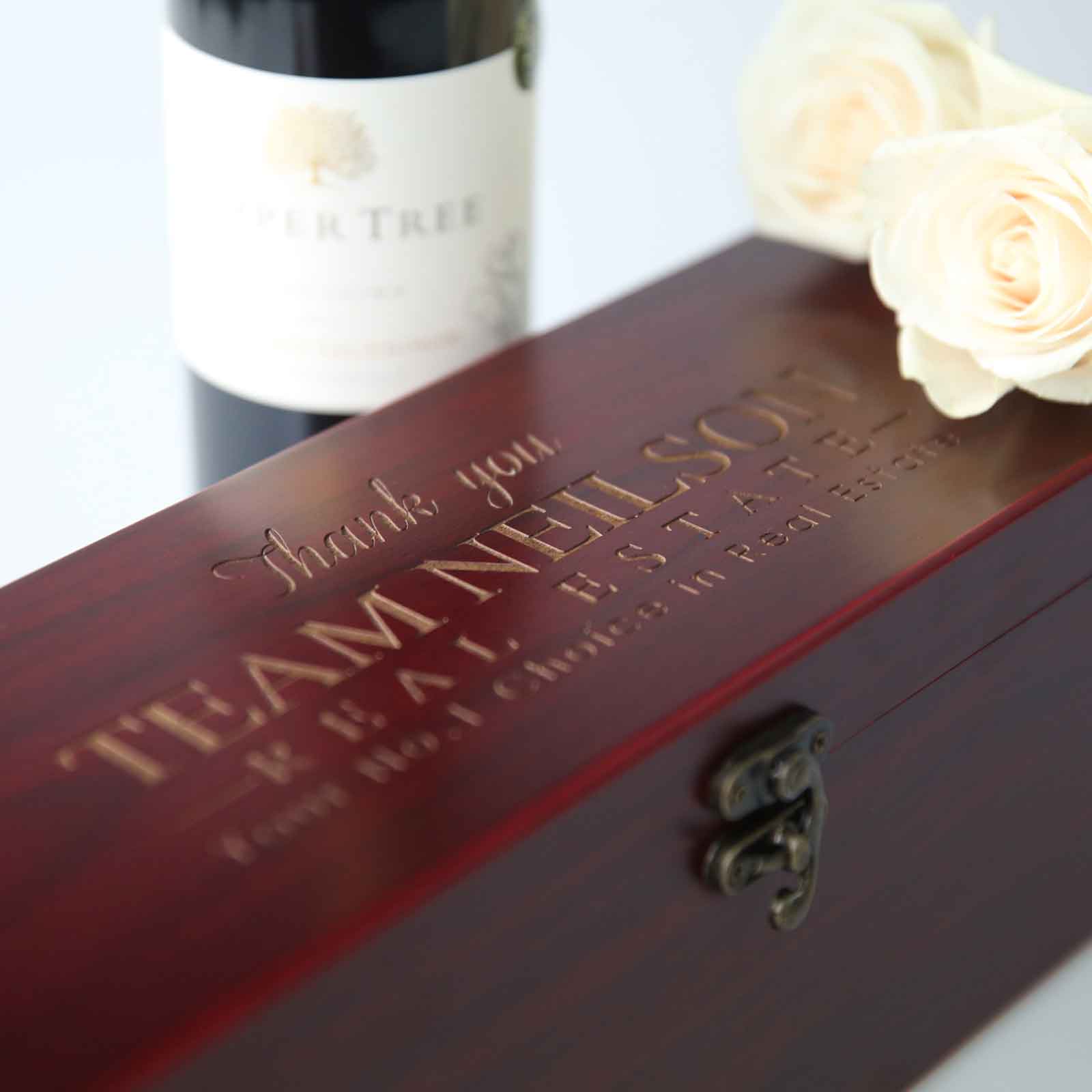 Personalised Engraved Corporate Appreciation / Retirement Stained Wine Box Gift