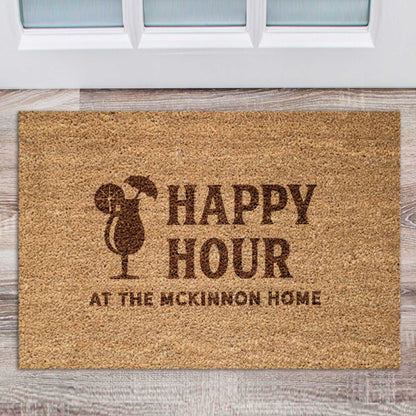 Happy Hour Welcome Mat Personalised