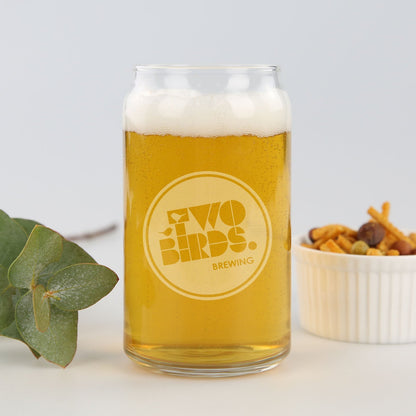 Your logo on a beer can shaped glass
