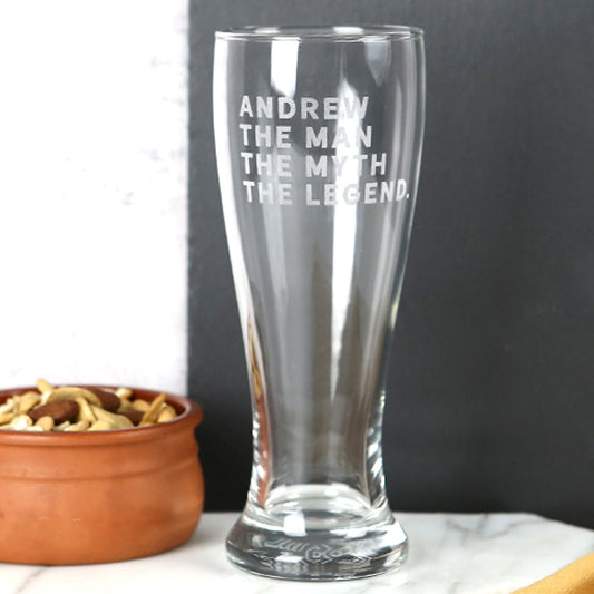 Personalised Engraved Birthday 425ml Beer Glass Present