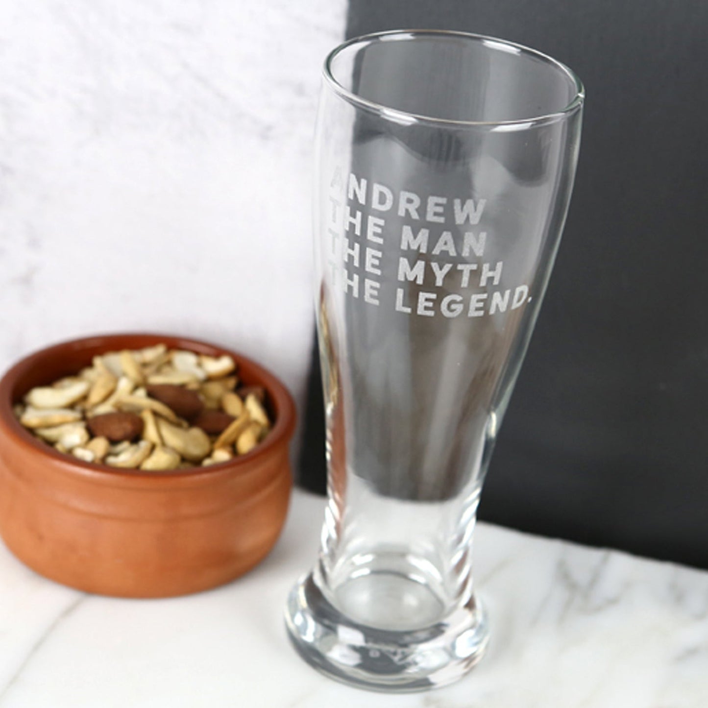 Engraved Tall Beer Glass, The Man, The Myth, The Legend