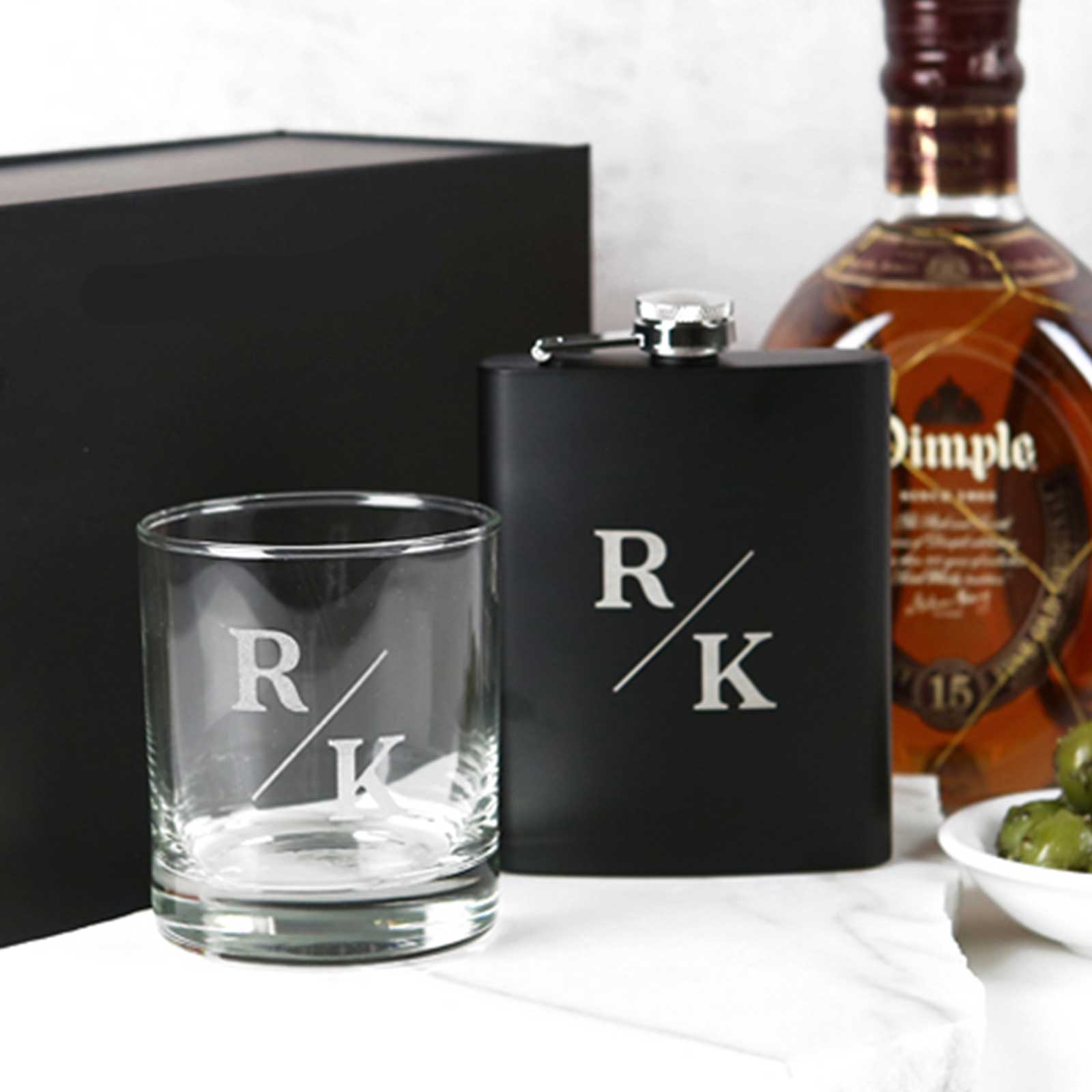 Gift Boxed Scotch Glass and Hip Flask Gift Pack