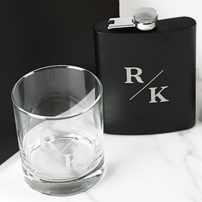Personalised Scotch Glass and Hip Flask Engraved Boxed Gift Set