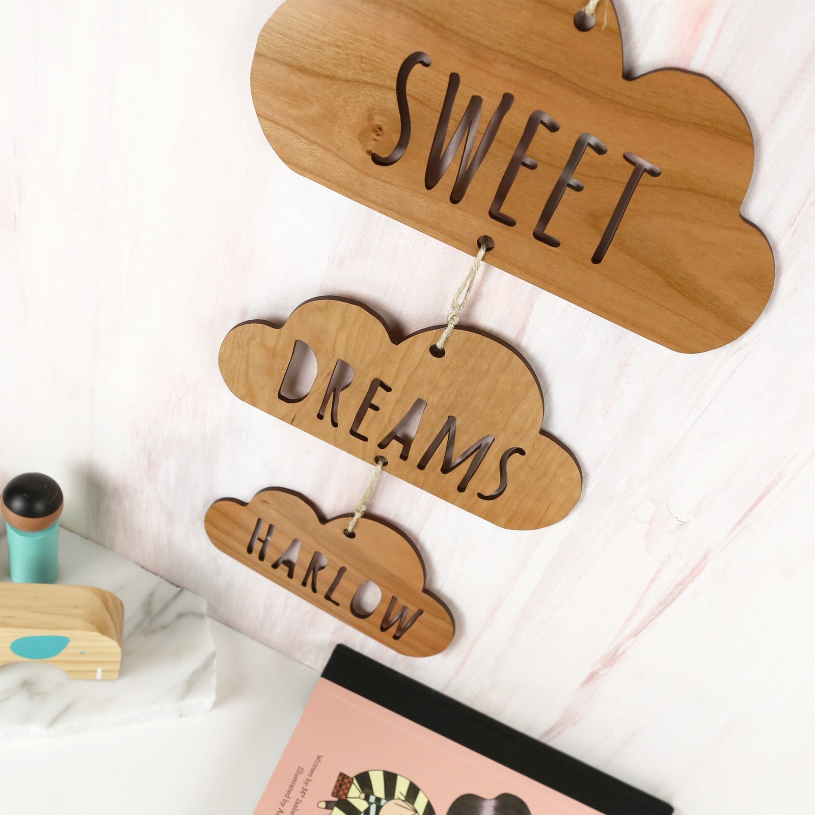 Sweet Dreams bedroom sign made from wood and personalised